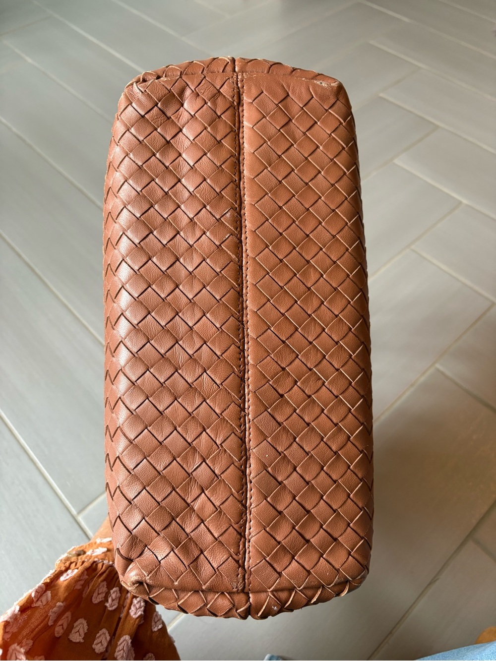 Quince Italian Leather Handwoven Satchel | Cognac | Large - Picture 12 of 16